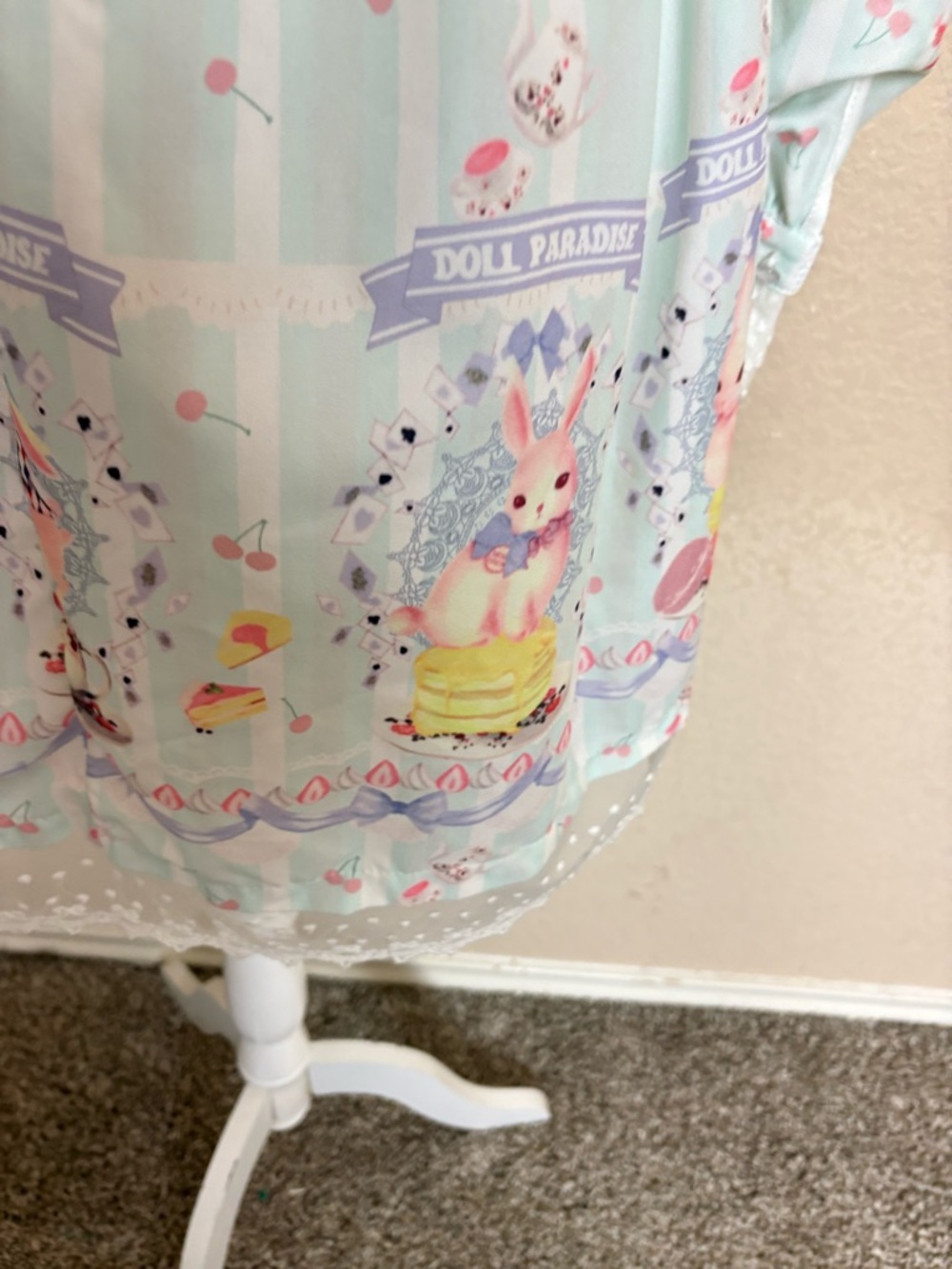 Sweet Lolita Pastel Bunny Cake Lace Mini Dress Kawaii Harajuku Coquette Small - Picture 9 of 10